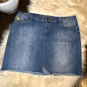 Jessica Simpson vintage yellow rose patchwork denim skirt sz 20